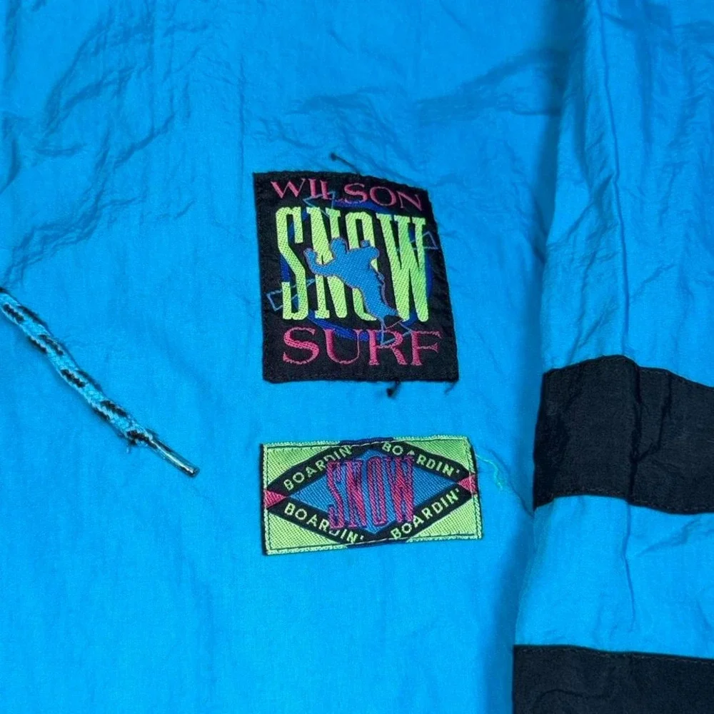 Vintage Wilson Snow Surf Windbreaker Mens Blue 1/4 Zip Pullover Jacket 90s Retro